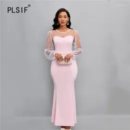 Casual Dresses Dinner Women's Autumn -selling Long-sleeved Round Neck Fashion Elegant High Street Ladies Dress.