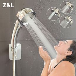 Three Modes Adjustable Rain Jetting Spa Handheld Bathroom Saving Water High Pressure Shower Head with Stop Button