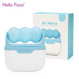 Face Massager Hello Face Roller Ice Facial Massage Reusable 2 Shaped Heads with Free Folding Ice Massage Lifting Tool Q240523