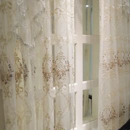 Curtain 1PC European Water-Soluble Embroidery Decorative Window Screen Luxury Villa Living Room Bedroom Dining