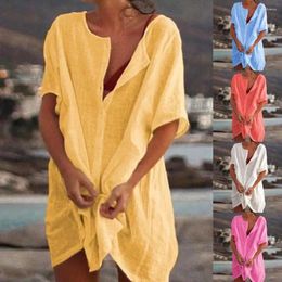 Bikini Cover Up Sun Protection Loose-fitting Sundress Button Down Shirt