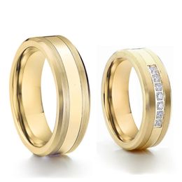 Tungsten Ring his and hers Lovers Alliance 1 Pair Classic Golden Couple Wedding Rings Set For Men And Women Anniversary 240524