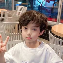 Childrens Wig Baby Boy Foil Blanching Short Fluffy Curly Hair Accessories Full Hood for Kids Teenager Headgear Korea Coronet 240520