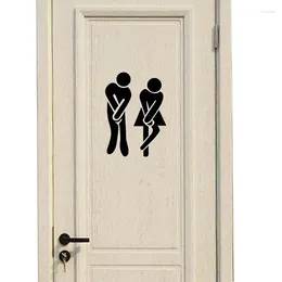 Wall Stickers Simple Style Funny Cute Public Toilet Woman Men Logo Black Sticker Creative Poster For Washroom Door Decal ADW889