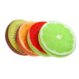 Cushion/Decorative Pillow Creative 3D Soft Circular Home Decoration Plush Lemon Fruit Seat Cushion Office Chair Backrest Cushion Watermelon Kiwi Orange Q240523