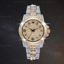 AAA CZ Bling Diamond Men's Watch Role 18k Gold Plated Ice out Quartz Iced Wrist Watches for Men Male Waterproof Wristwatch Hours 270l