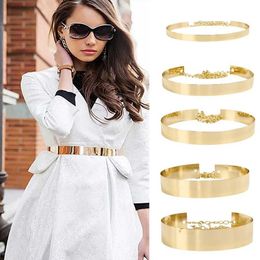 Waist Chain Belts Women Fashion Adjustable Metal Belt Gold Silver Wide Bling Plate Waist Belt Mirror Waist Chain Waistband Cummerbunds pasek Q240523