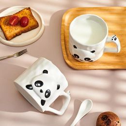 Mugs Cute Cartoon Panda Ceramic Cup Student Mug Birthday Gift For Friend High Beauty Breakfast Milk Home Decoration Accessories