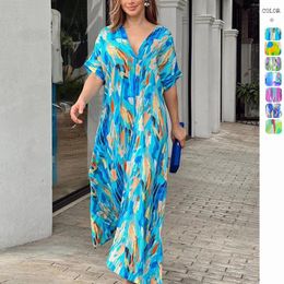 Casual Dresses Women's High Waist Long Dress Commuting Style Short Sleeve Fashion Spring And Summer 2024