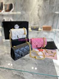 Waist Bags Cc Sheepskin Small Ball Chain Female 2024 New Lingge Golden Bead Square Fat One Shoulder Messenger Bag Fashion Goes With Everything