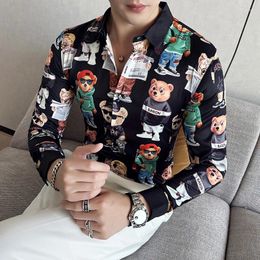 Men's Casual Shirts Luxury Design Dress Shirt Long Sleeve Button Down Printed For Party Prom Wedding