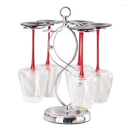 Kitchen Storage Wine Glass Holder Stand Metal Rack With 6 Hooks Drying Elegant Display For Bar