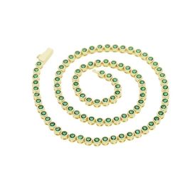 Chains Luxury Fashion Iced Out Jewellery M Round Bezel Set Geometric Cz Tennis Chain Choker Necklace Sier Gold Green For Women Drop Deli Dhnkq