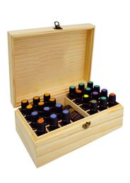 25 Holes Essential Oils Wooden Box 5ml /10ml /15ml Bottles SPA YOGA Cb Aromatherapy Storage Case Organiser Container9564065