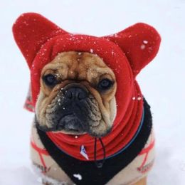 Dog Apparel Hat Winter Warm Pet Cap Solid Colour Drawstring Adjustment Casual Headgear Clothes Daily Supplies