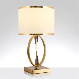 Table Lamps Luxury Modern American Gold Bedroom Model Living Room Decorated Study Fabric Lights Lighting Fixtures