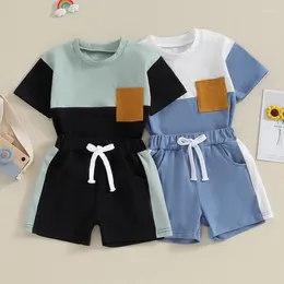 Clothing Sets Born Baby Boys 2 Piece Shorts Summer Clothes Contrast Colors Short Sleeve T-Shirt And Elastic