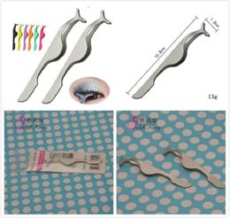 Stainless Steel False Eyelash Eyelash Curler Tweezers Applicator Clip Makeup Tool Beauty Multicolors 5 Colors3729765