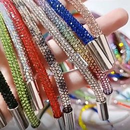 Shoe Parts Luxury Replacement Accessories Cross Braiding Strap Shiny Round Cord Rhinestone Drawstring Bright Crystal String Diamond Rope