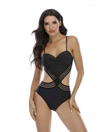 Women's Swimwear Sexy Mesh Monokini One Piece Swimsuit Push Up Women 2024 Ruched Bathing Suit Swimming Suits