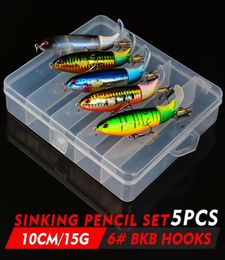 5PC Whopper Plopper Fishing Lure Set 15G 36G Topwater Popper Bait Rotating Tail Artificial Wobblers Fishing Tackle 2011032650900