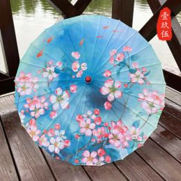 82CM Black Blue Silk Umbrella Rain Women Ancient Costume Chinese Clothing Umbrella Dance Decorative Parasol Parapluie Sombrilla