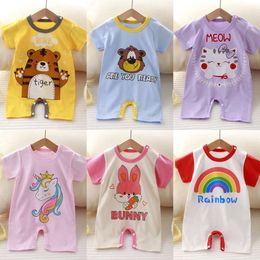 2024 New children clothing Newborn Cotton Thin Clothes Summer Treasure Baby Short-sleeved Romper Boys Girls Jumpsuit Rompers L2405