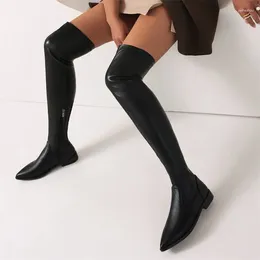 Boots Women's Over-the-knee High Trends 2024 Sexy Long Winter Thigh Boot Black White Flats Party Fetish Dance Shoes Ladies