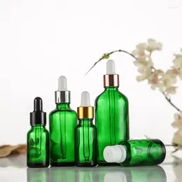 Decorative Figurines 50X Green Glass Bottle 5-100ml Liquid Dropper Essential Basic Pipette Refillable Bottles