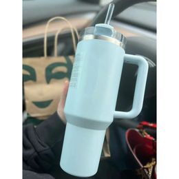 THE QUENCHER H2.0 40Oz Mugs Spring Blue Co-Branded Insulated CLEAN SLATE Car Cups Stainless Steel Coffee Termos Tumblers Water Bottles 0524