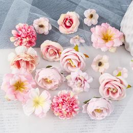 Decorative Flowers Daisy Rose Artificial Heads For Scrapbook Diy Candy Box Wedding Party Home Decor Handmade Christmas Wreath Silk Flower