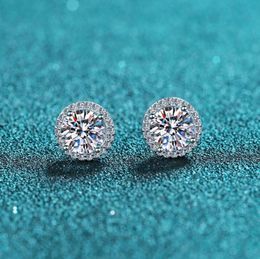 2024 Top Sell Stud Earrings Stunning Simple Fashion Jewelry 925 Sterling Silver Round Cut Lab Moissanite Diamond Gemstones Party Women Wedding Earring Gift