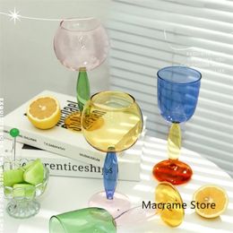 Wine Glasses Korean Style Ins Contrast Colour Glass Household Spherical Borosilicate Cup Cute Creative Goblet