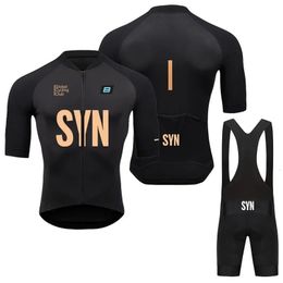 SYN Shirts Men Summer Short Sleeve Cycling Jersey Set MTB Maillot Ropa Ciclismo Bicycle Wear Breathable Clothing 240523