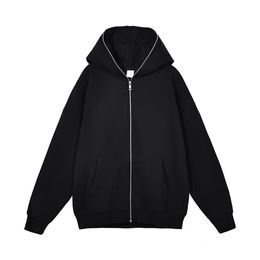 Harajuku jacket sportswear mens zippered hoodie retro long sleeved oversized black hooded sportswear jacket 240522