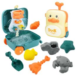 Baby Bathroom Backpack Beach Toys Duck Trolley Case Storage Beach Accessories Shovel Mould Set Sand Toy Games Sandbox For Kids