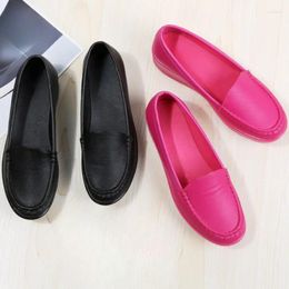 Casual Shoes Flat Women's With Thick Soles And Sloping Heels Comfortable Leather For Work Leisure Anti Slip Waterproof