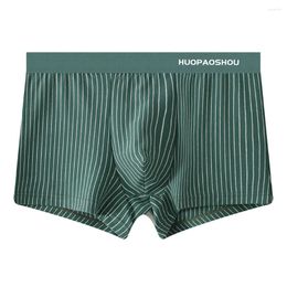 Underpants Mens Cotton Comfortable Soft Boxer Briefs Sexy Middle Waist Underwear Striped Shorts Casual Panties Home Wear