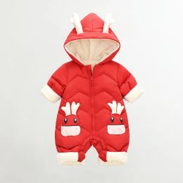 2024 RECULO BABY GIRL Roupos Snowuit de inverno PLUS VELVET GRANDE MENINOS MENINOS DE MENINOS 0-3 ANOS ROMPER MOLOM MOLOME