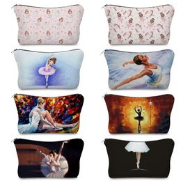 Storage Bags Women Fashion Makeup Cute Ballet Dancer Girl Print Cosmetic Bag Teenage Girls Case Female Toiletries Organizer