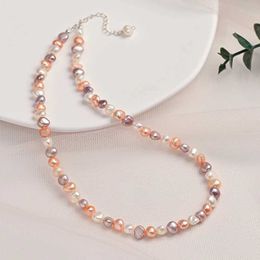 Pendant Necklaces 5-6mm natural freshwater pearl Baroque shaped mixed color necklace S925 sterling silver chain exquisite jewelry hot gift S2452206