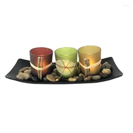 Candle Holders Direct Natural Scape Set 3 Candlestick Cup Decorative With Rocks And Tray Wedding Bar Decoration Crafts Ca