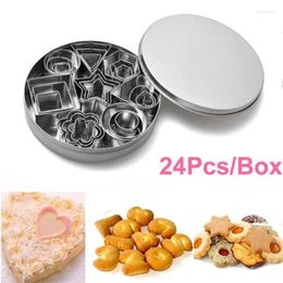 Baking Moulds 24Pcs/set Stainless Steel Fondant Mould Chocolate Cake Mould Pastry Heart Shape Star Flower Biscuit Slicer Cookies Cutter