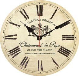 Shabby Retro NonTicking Silent Quiet Vintage Wooden Clock Roman Numeral Clocks For Walls French Style Du Pape Wall Watch Clock1382045