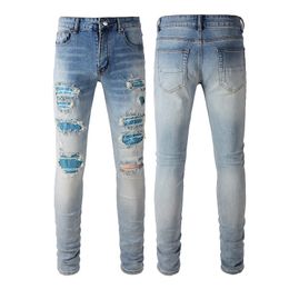 3033New Designer Herren Jeans Hip-Hop Mode Reißverschluss Waschbarer Brief Jeans Retro Mode Herren Design Motorrad Radfahren Slim Jeans Größe 28-40.