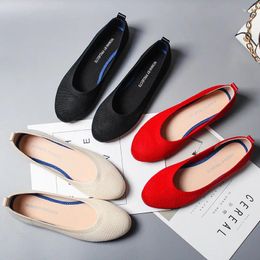 Casual Shoes Soft Pregnant Weave Flats Single Comfort Round Toe Ballerina Espadrilles Moccasins Mujer Red/black Loafers Women Size 5-9