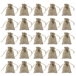 Storage Bags 25pcs Packaging Linen Gift Bag Jewelry Pouch Birthday With Drawstring Rustic For Candy Natural Burlap Small Wedding