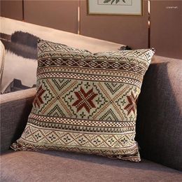 Pillow Jacquard Chenille Decorative Throw Covers Vintage Cover Burgundy Square Pillows Case Sofa Bed 50x50 Cm 20x20 Inch