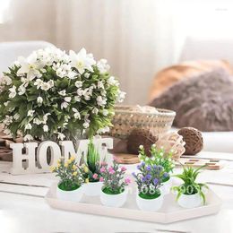 Decorative Flowers Mini Artificial Plants Bonsai Small Simulated Tree Pot Grass Fake For Home Garden Office Table Room Decoration Ornaments