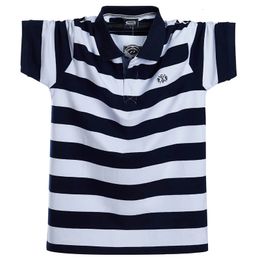 Men Polo Shirt Summer Mens Casual Breathable Plus Size 5XL 6XL Striped Short Sleeve Pure Cotton Fashion Clothes 240516